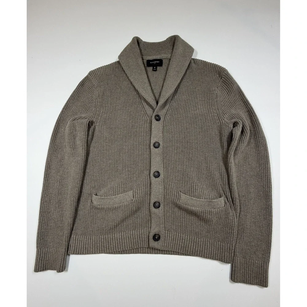 Banana Republic Textured Striped Shawl Collar Cardigan Men's Size Medium Pockets